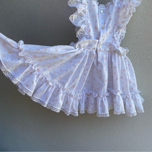 Vintage White with Pink flowers Twirl Dress Size 6 - Picture 5 of 6